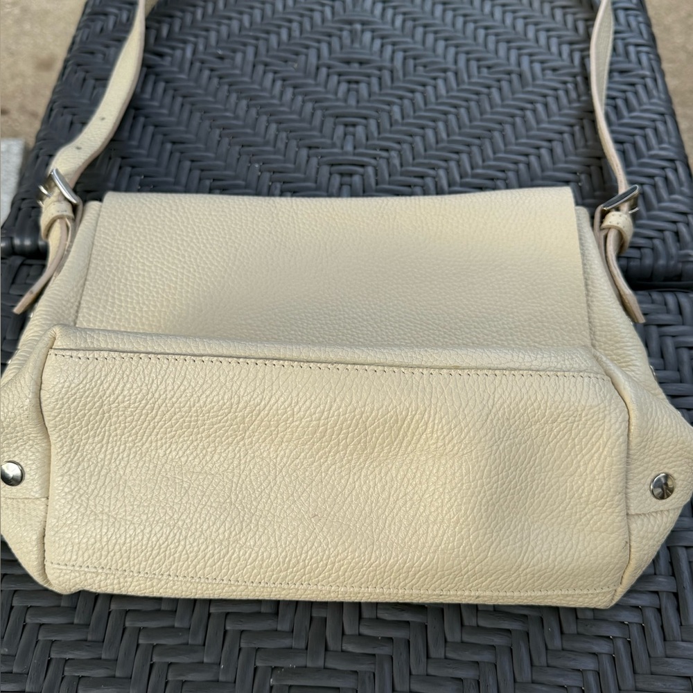 Genuine Leather Purse Made in Italy Purse Shoulder Bag Creamy Yellow - Picture 6 of 9